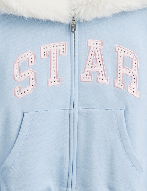 GAP X SL CROP STAR LOGO FZ HOODIE W FUR LINING