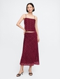 Burnout Velvet Midi Skirt