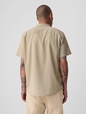Linen-Cotton Collarless Shirt