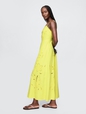 Linen-Blend Embroidered Maxi Dress