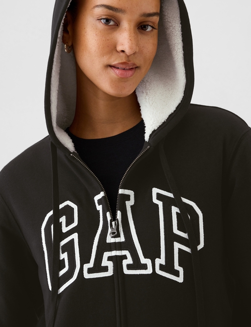 Relaxed Gap Logo Sherpa-Lined Zip Hoodie