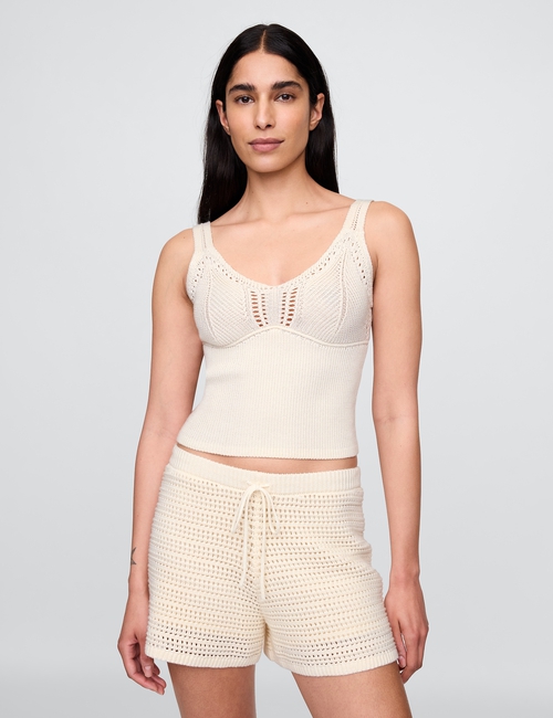 Crochet Cropped Sweater Tank Top
