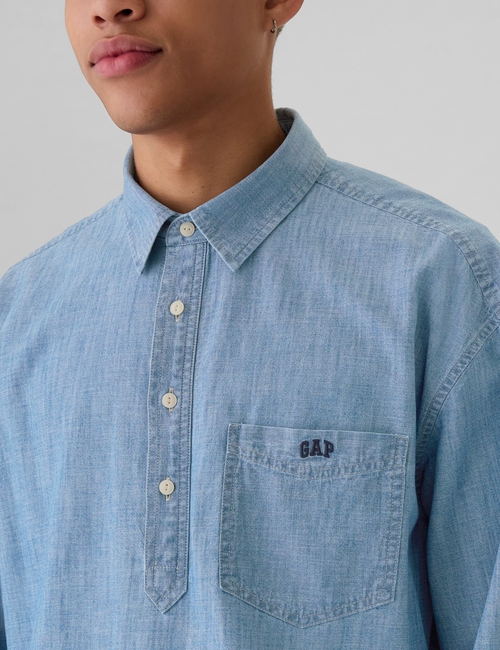 Gap Logo Pullover Chambray Shirt