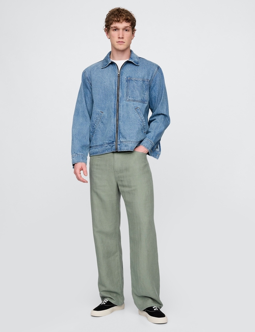 Linen-Cotton '90s Loose Herringbone Pants