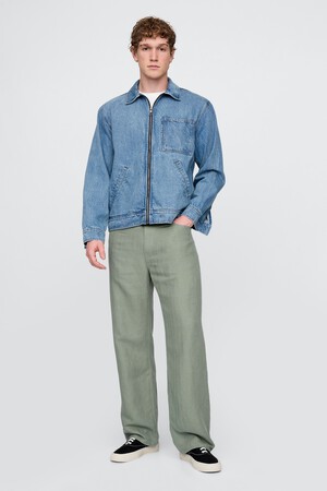 Linen-Cotton '90s Loose Herringbone Pants