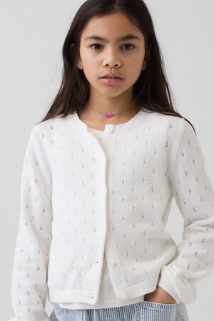 Kids Pointelle Cardigan Sweater