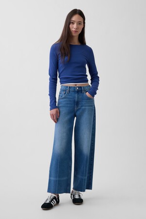 High Rise Stride Wide-Leg Ankle Jeans