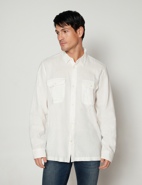 Linen-Blend Utility Shirt
