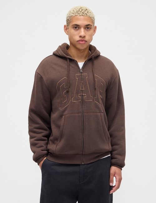 Relaxed Gap Logo Sherpa-Lined Zip Hoodie