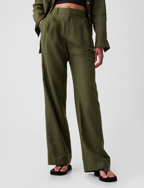 365 High Rise Linen-Cotton Trousers