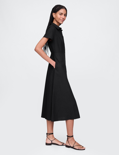 Linen-Blend Maxi Shirtdress