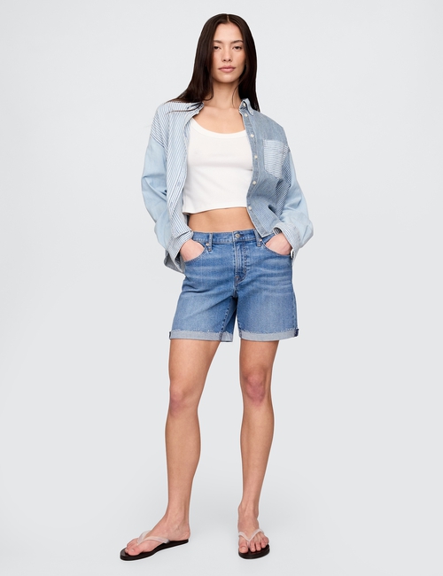 5" Mid Rise Denim Girlfriend Shorts