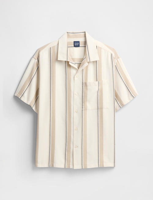 Boxy Texture-Stripe Vacay Shirt