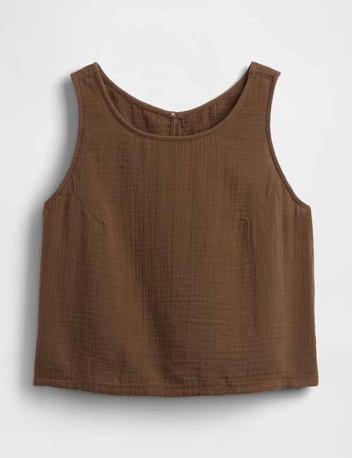 Cotton Gauze Racer Shell Tank Top