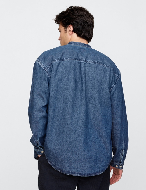 Collarless Denim Big Shirt