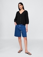 Cotton Gauze Embroidered V-Neck Top