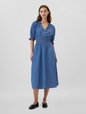 Denim Splitneck Midi Dress