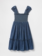 Kids Denim Puff-Sleeve Dress