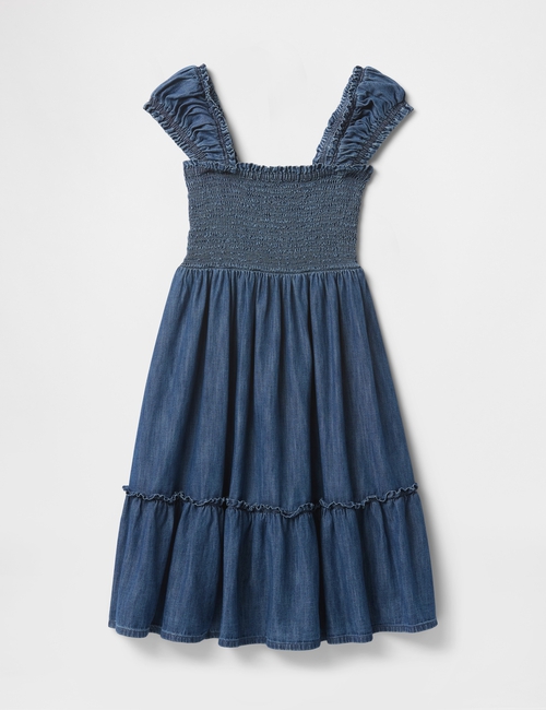 Kids Denim Puff-Sleeve Dress