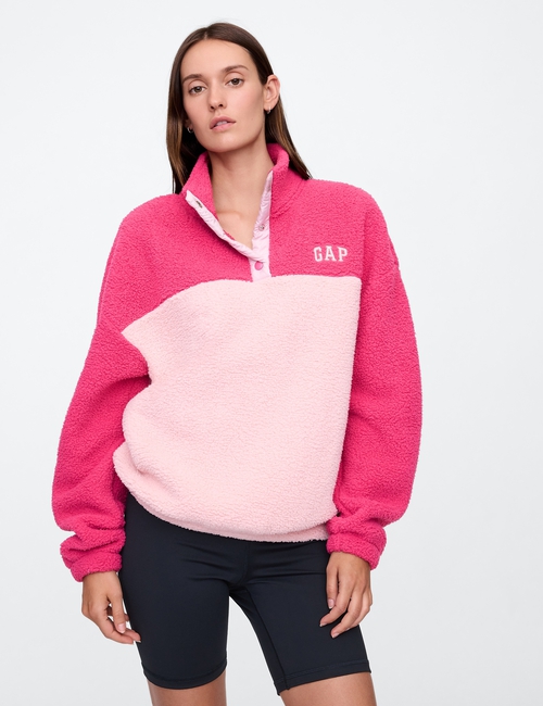 Relaxed Recycled Sherpa Quarter-Snap Sweatshirt