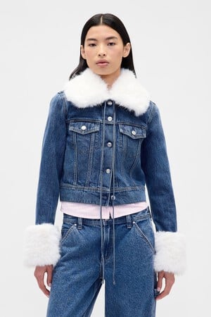 GAP X SL FAUX FUR TRIMMED TRUCKER JACKET