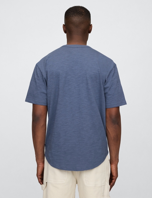 Lived-In Relaxed Curved Hem Henley T-Shirt