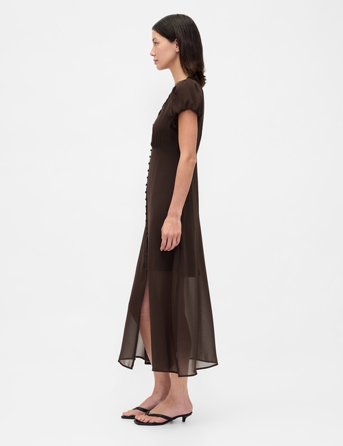 SS VNECK LACE TRIM MAXI DRESS