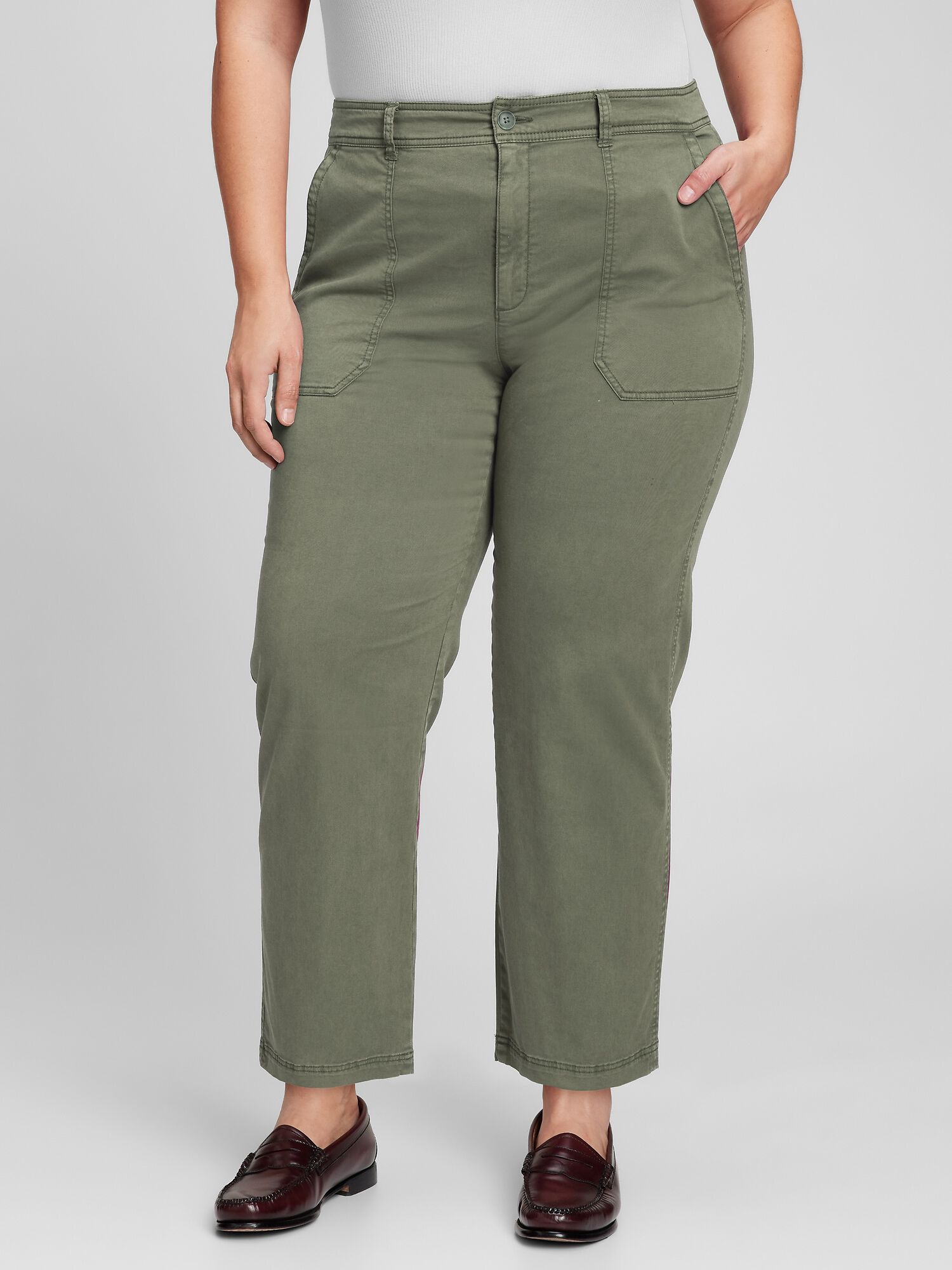 Shop High Rise Girlfriend Utility Khakis for Womens GAP KSA