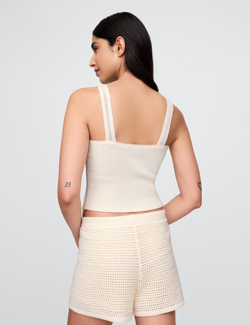 Crochet Cropped Sweater Tank Top