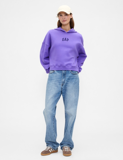 Relaxed Gap Mini-Logo Cropped Hoodie