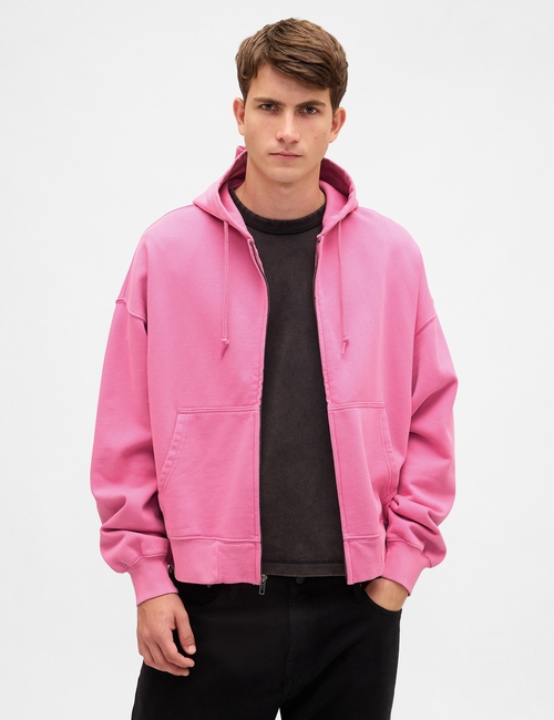 Heavyweight Oversized Crop Zip Hoodie