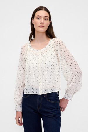 LS SCOOP NECK BUTTON FRONT SHIRT
