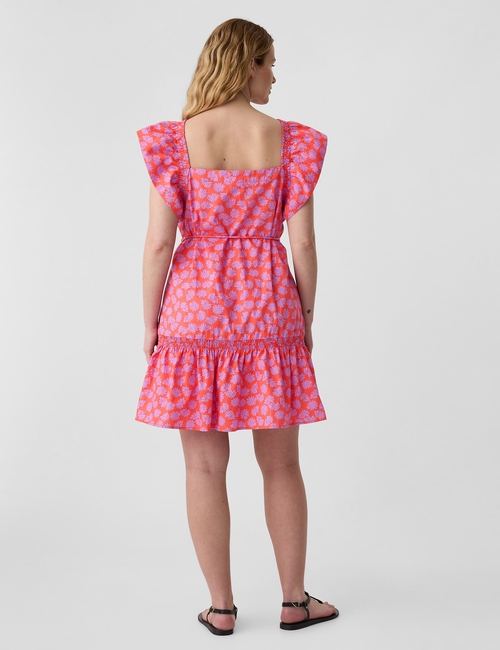 V-FLUTTER SLEEVE MINI DRESS