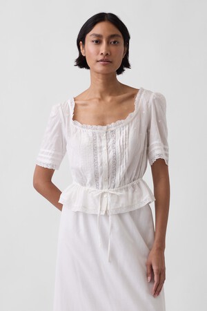Lace-Trim Peplum Top