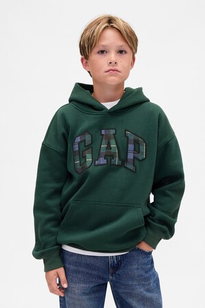Kids VintageSoft Relaxed Plaid Logo Hoodie