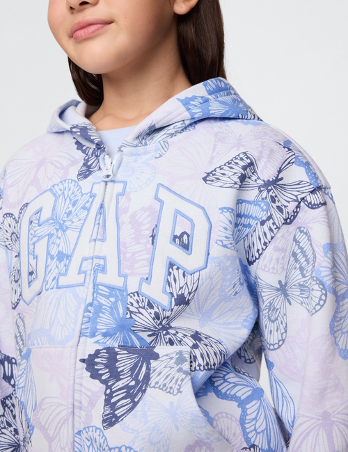 Kids Relaxed Print Gap Logo Zip Hoodie
