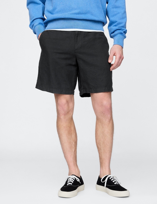 8" Linen-Cotton Shorts
