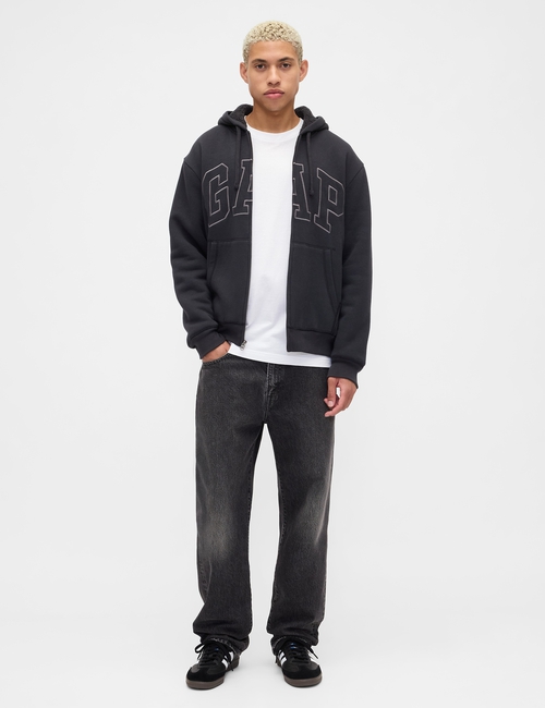 Relaxed Gap Logo Sherpa-Lined Zip Hoodie