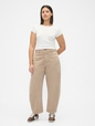 Mid Rise Twill Barrel Pants