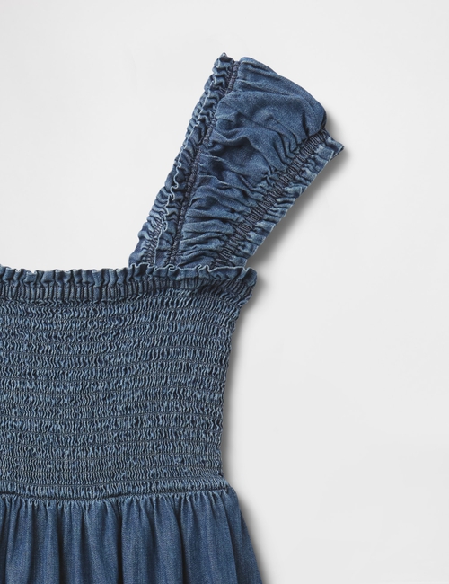 Kids Denim Puff-Sleeve Dress