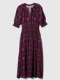 Print Squareneck Midi Dress