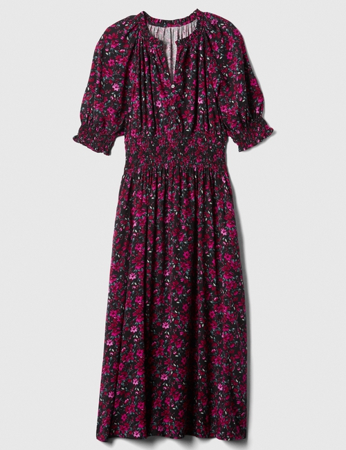 Print Squareneck Midi Dress
