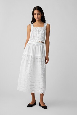 تي شيرت بلا أكمام قصير بتطريز مفرغ جاب x دون