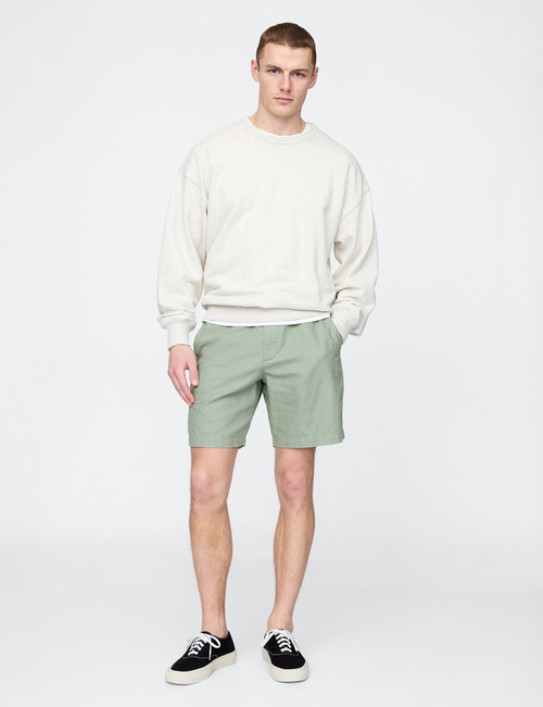 8" Linen-Cotton Shorts