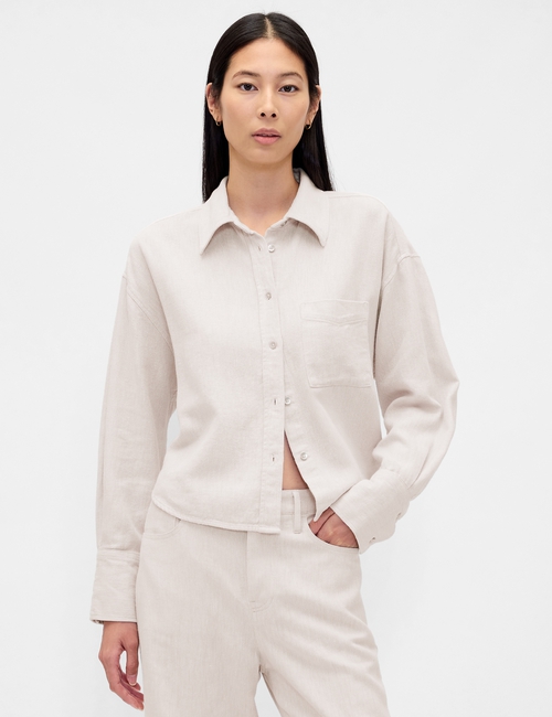 Linen-Cotton Oversized Shirt