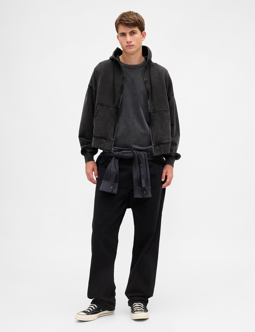 Heavyweight Oversized Crop Zip Hoodie