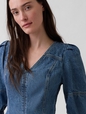 UltraSoft Denim Puff-Sleeve Mini Dress
