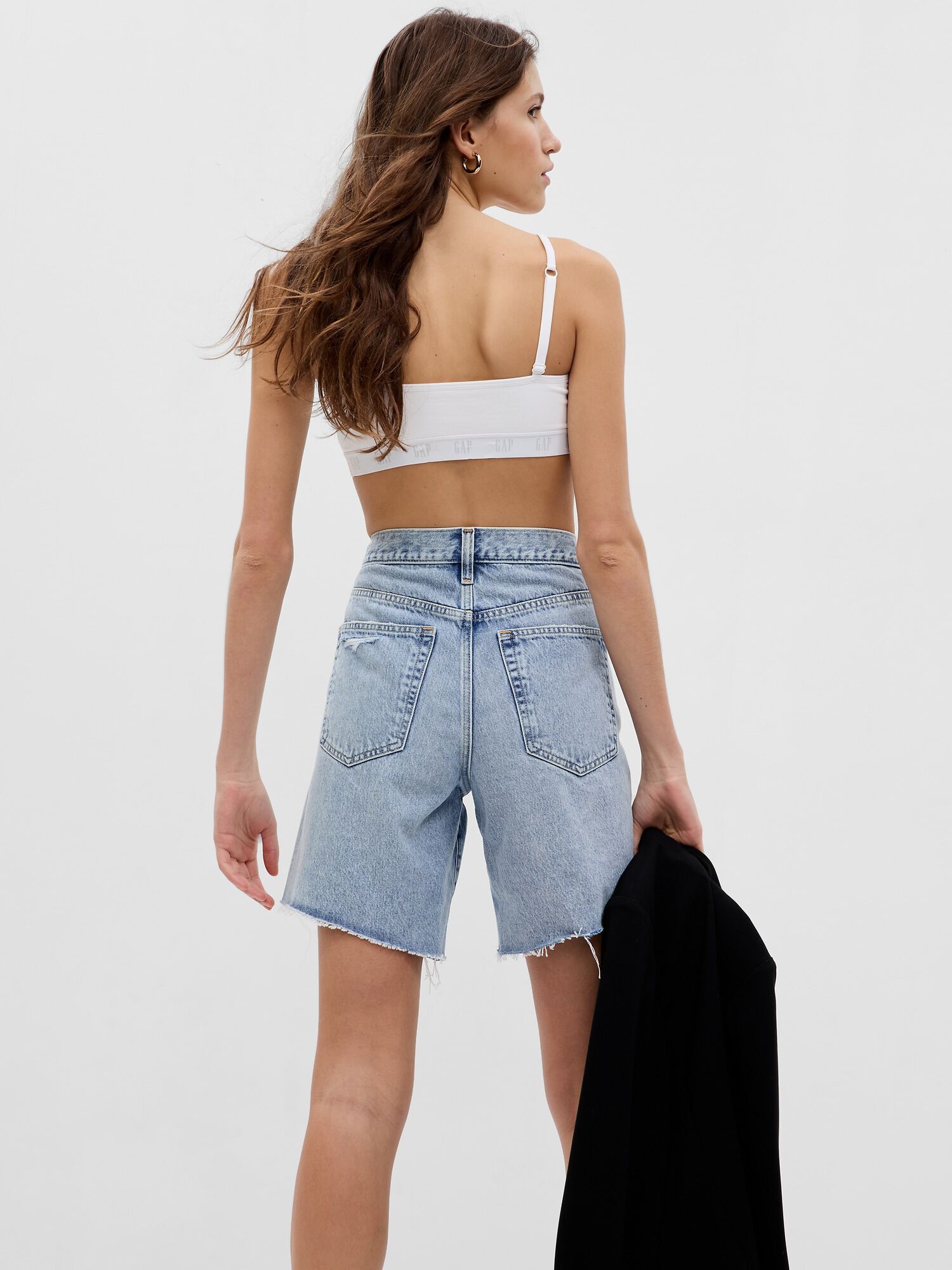 Shop 8 Mid Rise 90s Loose Denim Bermuda Shorts for Women GAP UAE