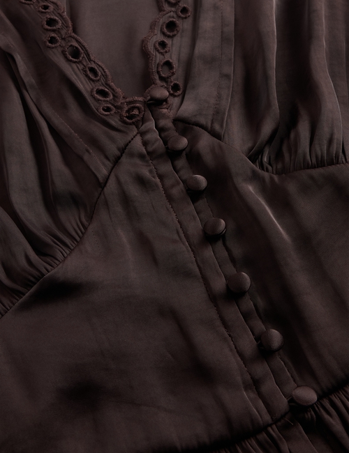 Eyelet V-Neck Peplum Top