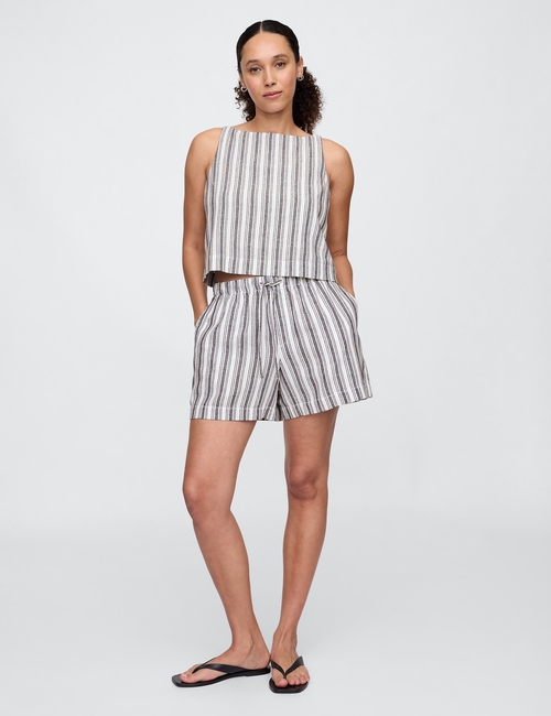 4" Mid Rise Pull-On Linen-Blend Shorts